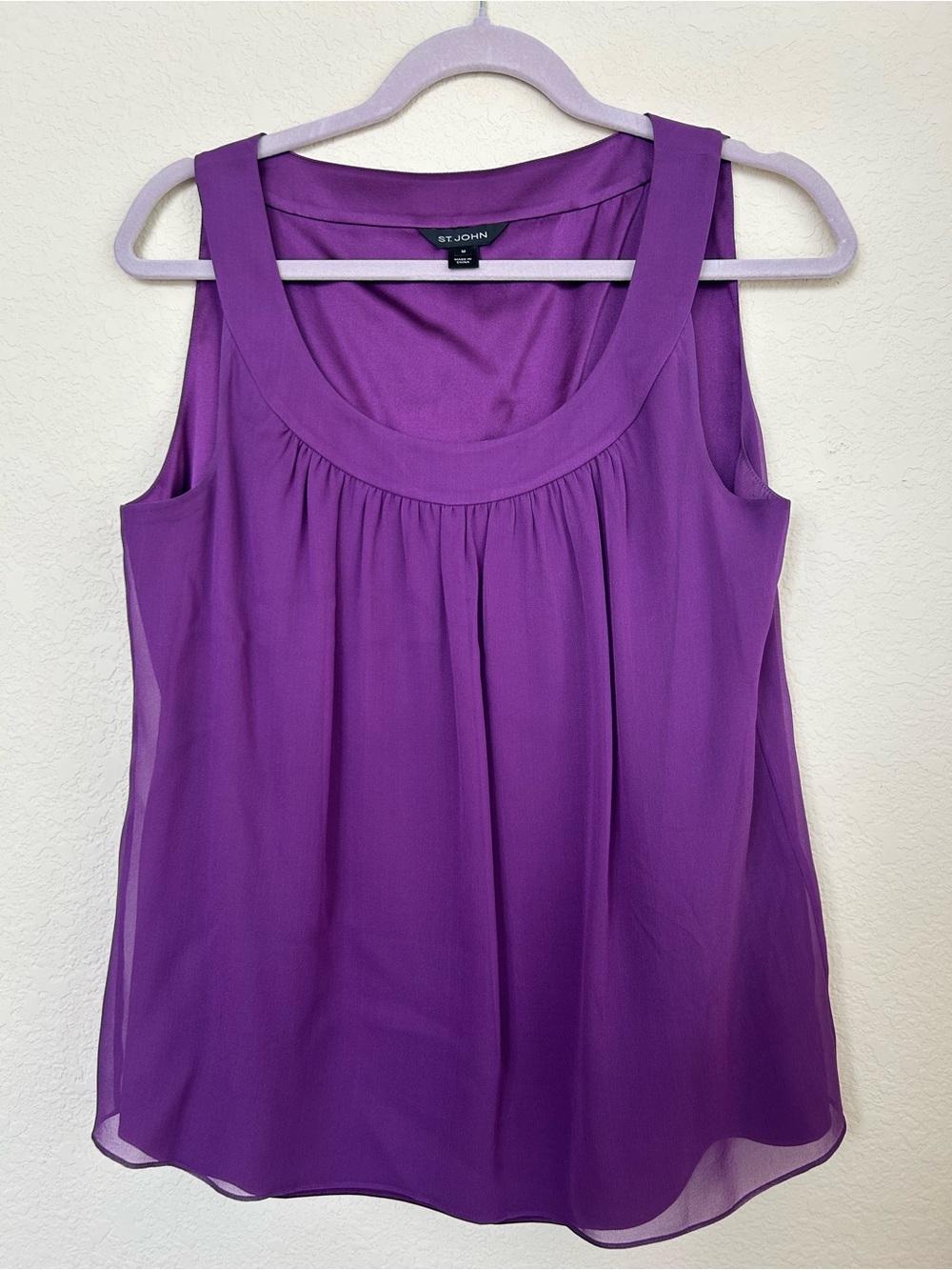 St. John Couture Silk Sleeveless Purple Blouse With Silk Liner Size Medium EUC